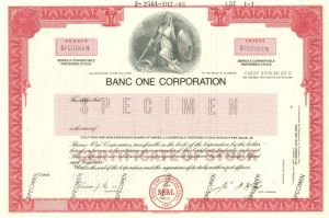 Banc One Corporation - Specimen Stock Certificate