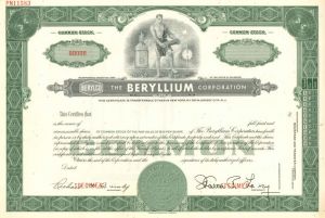 Beryllium Corporation - Stock Certificate
