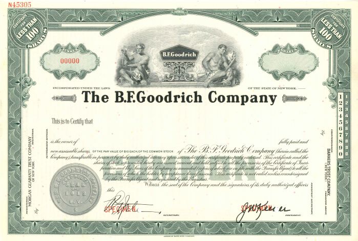 B.F. Goodrich Co. - Specimen Stock Certificate