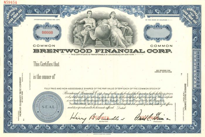 Brentwood Financial Corp. - Stock Certificate