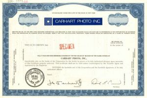 Carhart Photo Inc. - Stock Certificate