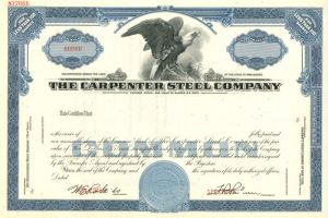 Carpenter Steel Co. - Stock Certificate