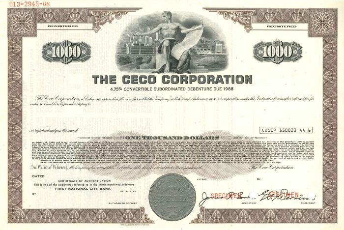 Ceco Corporation - $1,000 - Bond