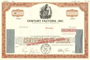 Century Factors, Inc. - Stock Certificate