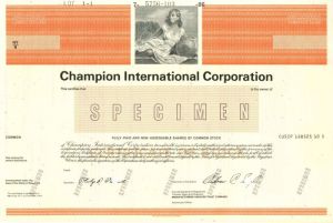 Champion International Corporation - Stock Certificate