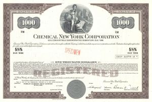 Chemical New York Corporation - $1,000 Specimen Bond - Banking