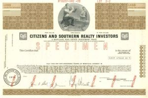 Citizens and Southern Realty Investors - Specimen Stock Certificate