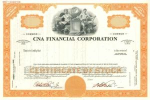 CNA Financial Corporation - Specimen Stock Certificate - Insurance Company