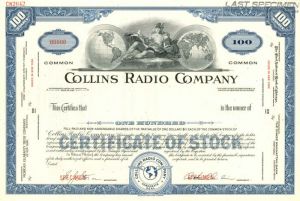 Collins Radio Co. - Stock Certificate