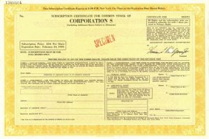 Corporation S - Stock Certificate