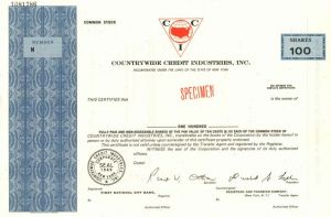 Countrywide Credit Industries, Inc. - Stock Certificate