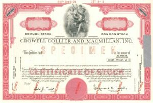 Crowell Collier and Macmillan, Inc. - Stock Certificate