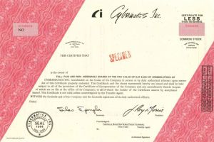 Cybermatics Inc. - Stock Certificate