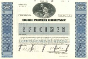 Duke Power Co. - Specimen Stock Certificate