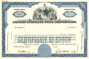 Eastern Stainless Steel Corporation - Specimen Stock Certificate