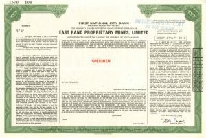 East Rand Proprietary Mines, Limited - Stock Certificate