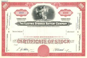 Electric Storage Battery Co. - Specimen Stock Certificate