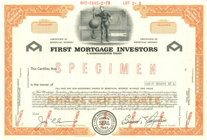 First Mortgage Investors - Stock Certificate