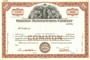Gellman Manufacturing Co. - Stock Certificate