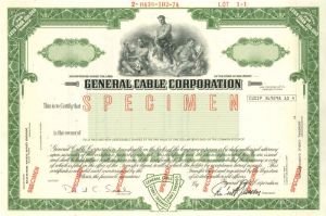 General Cable Corporation - General Cable was Owned by Penn Central from 1981 to 1992 - Specimen Stock Certificate