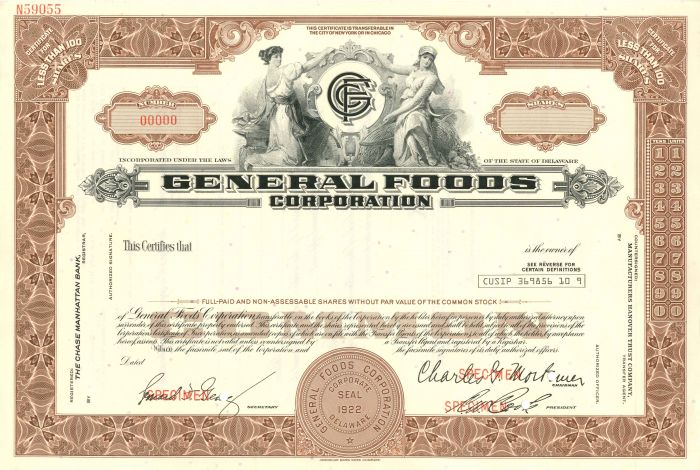 General Foods Corporation - Stock Certificate