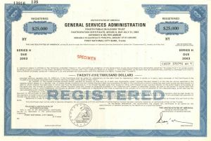 General Services Administration - 1970's dated $25,000 Specimen Bond