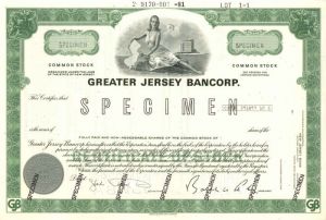 Greater Jersey Bancorp. - Stock Certificate
