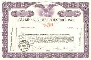 Grumman Allied Industries, Inc. - Specimen Stock Certificate
