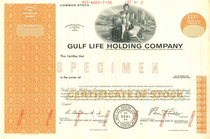 Gulf Life Holding Co. - Stock Certificate