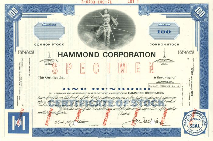 Hammond Corporation - Stock Certificate