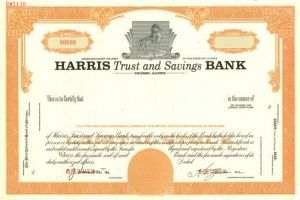 Harris Trust and Savings Bank - Specimen Stock Certificate