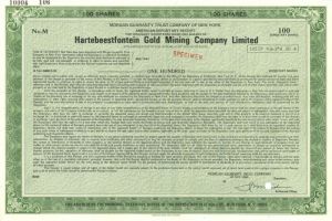Hartebeestfontein Gold Mining Co. Limited - Stock Certificate