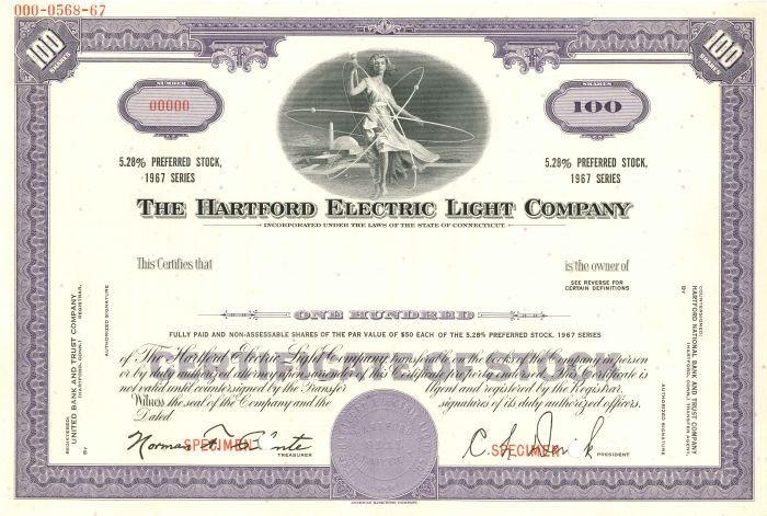 Hartford Electric Light Co. - Stock Certificate