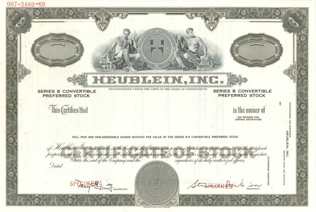 Heublein, Inc. - Specimen Stock Certificate