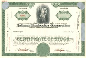 Hoffman Electronics Corporation - Stock Certificate