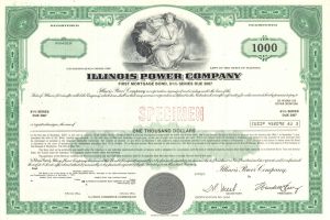 Illinois Power Co. - $1,000 Specimen Bond