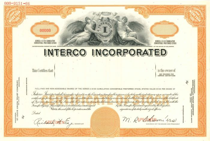 Interco Incorporated - Stock Certificate