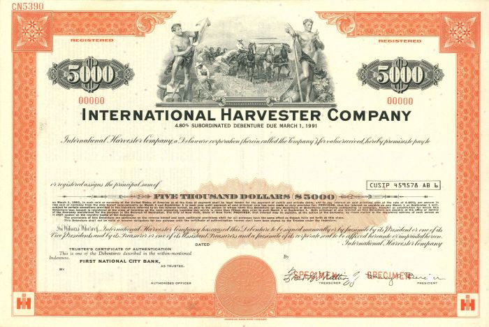 International Harvester Co. - $5,000 - Bond