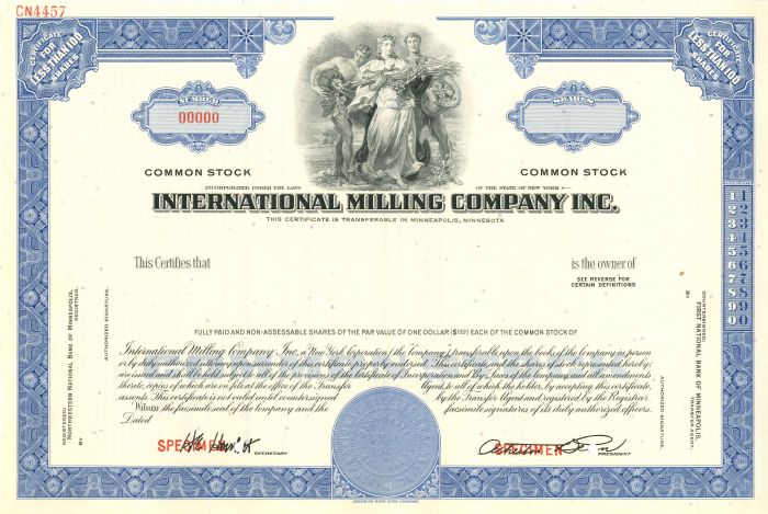 International Milling Co. Inc. - Stock Certificate