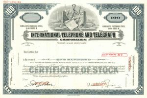 International Telephone and Telegraph Corporation - ITT - Specimen Stock Certificate