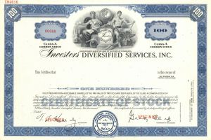 Investors Diversified Services, Inc. - Very Historic Specimen Stock Certificate