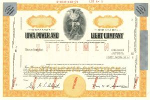 Iowa Power and Light Company - Stock Certificate