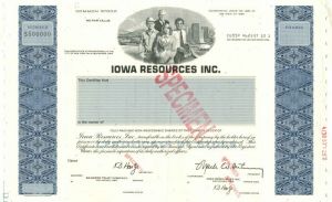 Iowa Resources Inc. - Stock Certificate