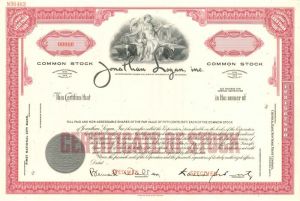 Jonathan Logan, Inc. - Stock Certificate
