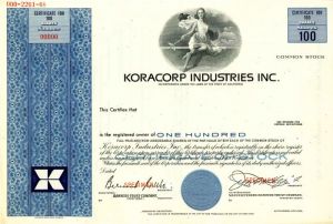 Koracorp Industries Inc. - Stock Certificate