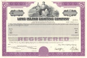 Long Island Lighting Co. - Specimen Bond - Available in Purple, Yellow, Burgundy or Aqua - Please Specify Color