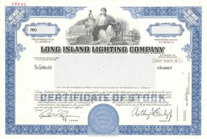 Long Island Lighting Co. - 1992 dated Specimen Stock Certificate