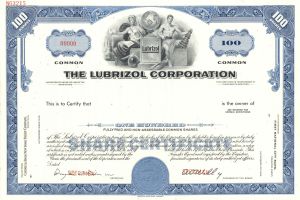 Lubrizol Corporation - Specimen Stock Certificate - Chemical Company