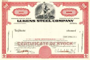 Lukens Steel Co. - Stock Certificate
