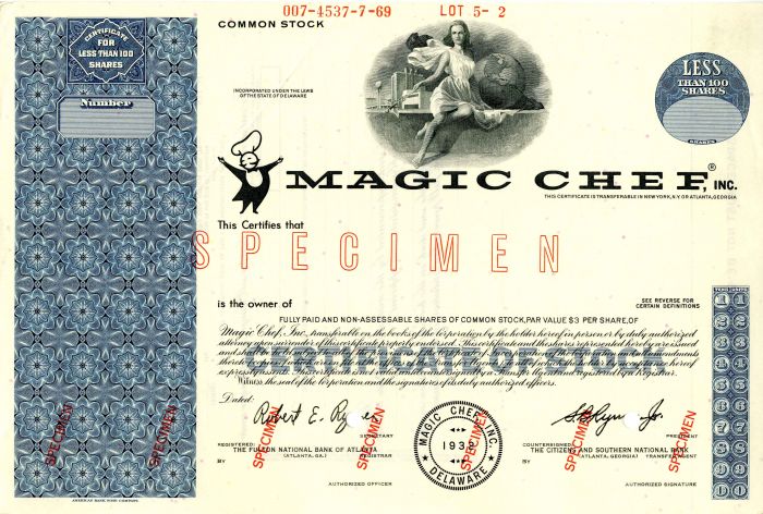 Magic Chef, Inc. - Stock Certificate